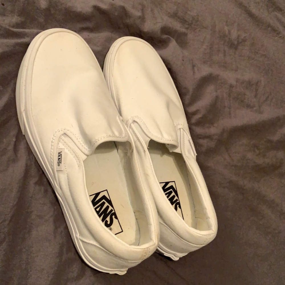 White Slip-On Vans Size 9.5